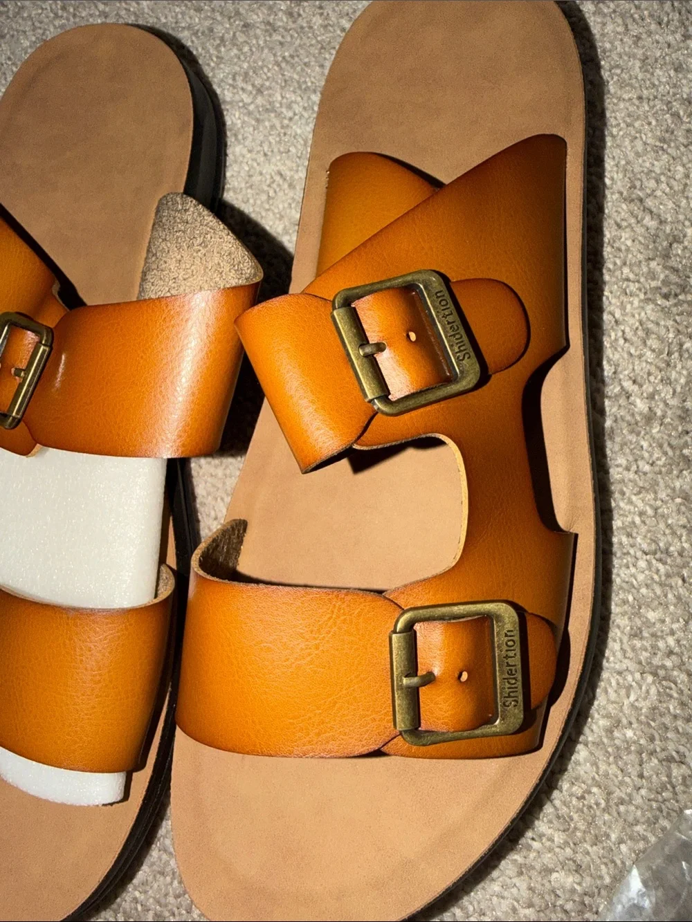 Men's Double-Buckle Slide Sandals in Orange